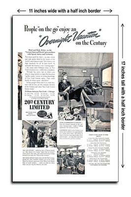 #ad 1940 20th Century Limited New York Central System 11x17 Poster $19.95