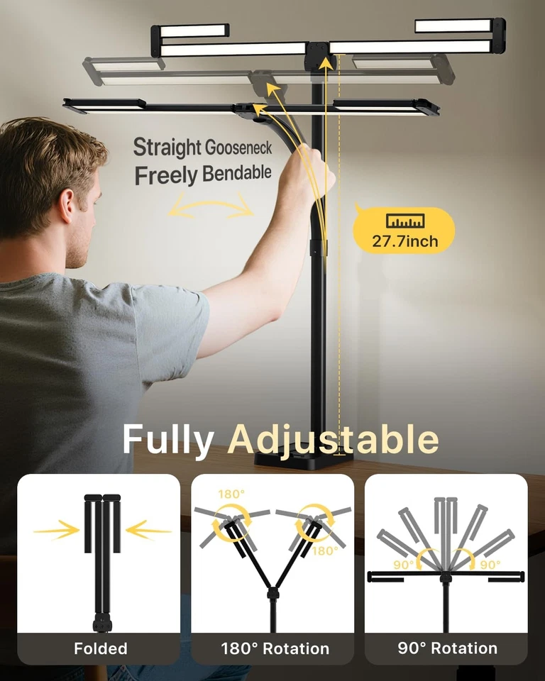 Lámpara de Escritorio LED de 42" con Abrazadera, Luz de Escritorio de Arquitecto con Control Remoto, Ajustable 4-... Foto 2 de 4