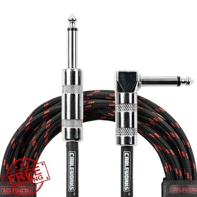 Cableworks 10ft Red/Black Guitar Instrument Cable