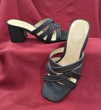 Sandalias de tacón Nine West para mujer negras con punta cuadrada talla 5,5 M