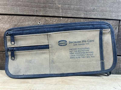 #ad Vintage Sohio Gas and Oil Advertising canvas car visor pouch holder 11.5#x27;#x27; rare $38.99