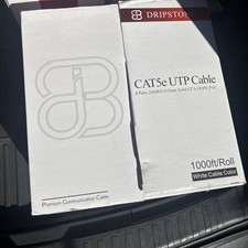 1000FT CAT5E UTP CABLE 24AWG SOLID WIRE 350MHZ ETHERNET CABLE PULL BOX WHITE