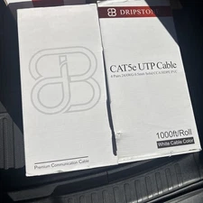 1000FT CAT5E UTP CABLE 24AWG SOLID WIRE 350MHZ ETHERNET CABLE PULL BOX WHITE