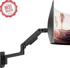 Wall Mount Monitor Arm 17–49" Heavy Duty Gas Spring VESA 75/100 Adjustable Black