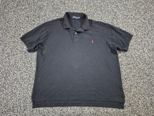Polo Ralph Lauren Mens Cotton Short Sleeve Polo Solid Black 2XB Red Pony