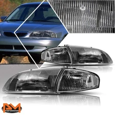 For 98-99 Mazda 626 Direct Replacement Headlight/Lamps Black Housing Clear Side