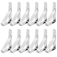 12Pcs Stainless Steel Tablecloth Clips Table Cover Clamps for Restaurant Picnic
