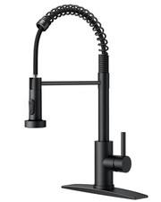 FORIOUS Black Kitchen Sink Faucet Pull Down Sprayer Classic High Arc Lead Free