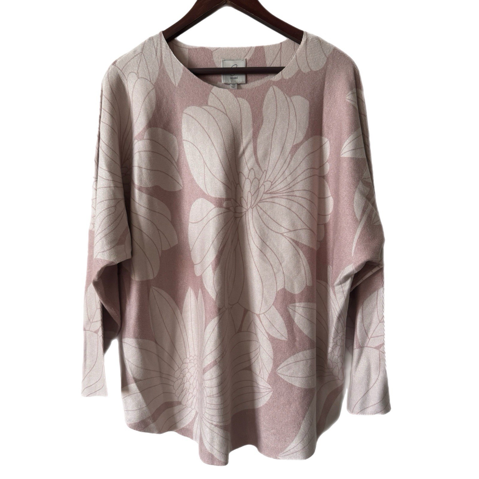 SIONI Sweater Pullover Soft Floral Winter Staple Sz 1X