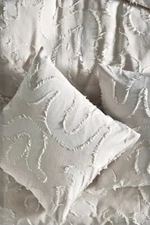 Anthropologie Molena Woven Euro Sham Frayed Muted Pink Lavender Fray 26" sq NWT