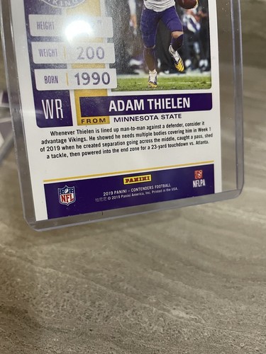 2019 Panini Contenders #65 Adam Thielen Minnesota Vikings NFL Football Card - Picture 4 of 10
