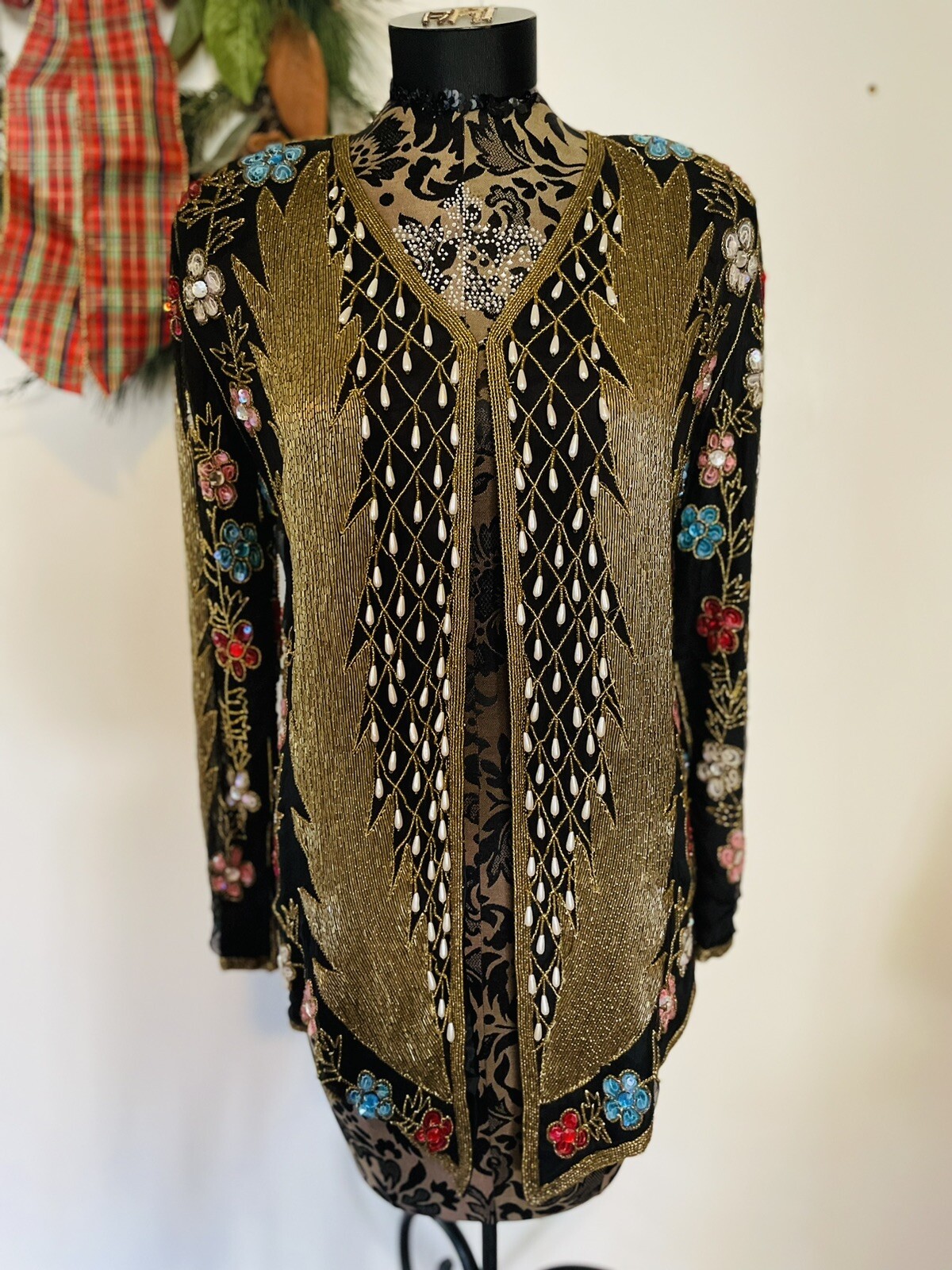 Vintage Tan Chho Silk Beaded Sequin Embellished Trophy Jacket Couture