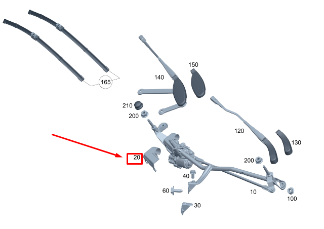 Neu MERCEDES-BENZ EQC Wischermotor-Gelenkabdeckung RHD A2538240300 Original
