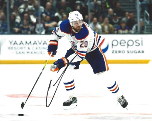 PHOTO AUTOGRAPHE SIGNÉ LEON DRAISAITL 8X10 EDMONTON OILERS NHL MVP COA - Photo 1/1