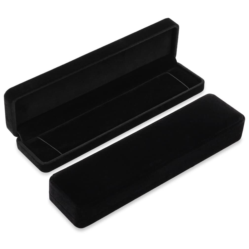 Set of 2 Velvet Necklace Box Long Bracelet Box Display Chain Jewelry Box Case...