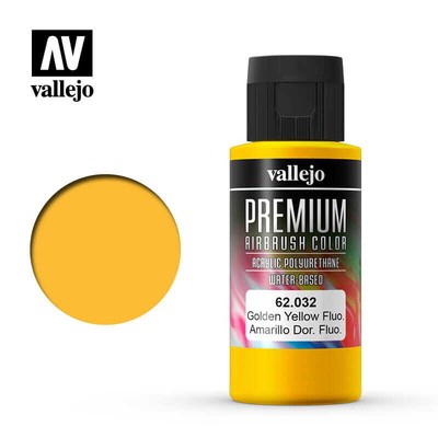 VALLEJO PREMIUM COLOR 62032 GOLDEN YELLOW FLUO 60ml (Acrylic Paint)