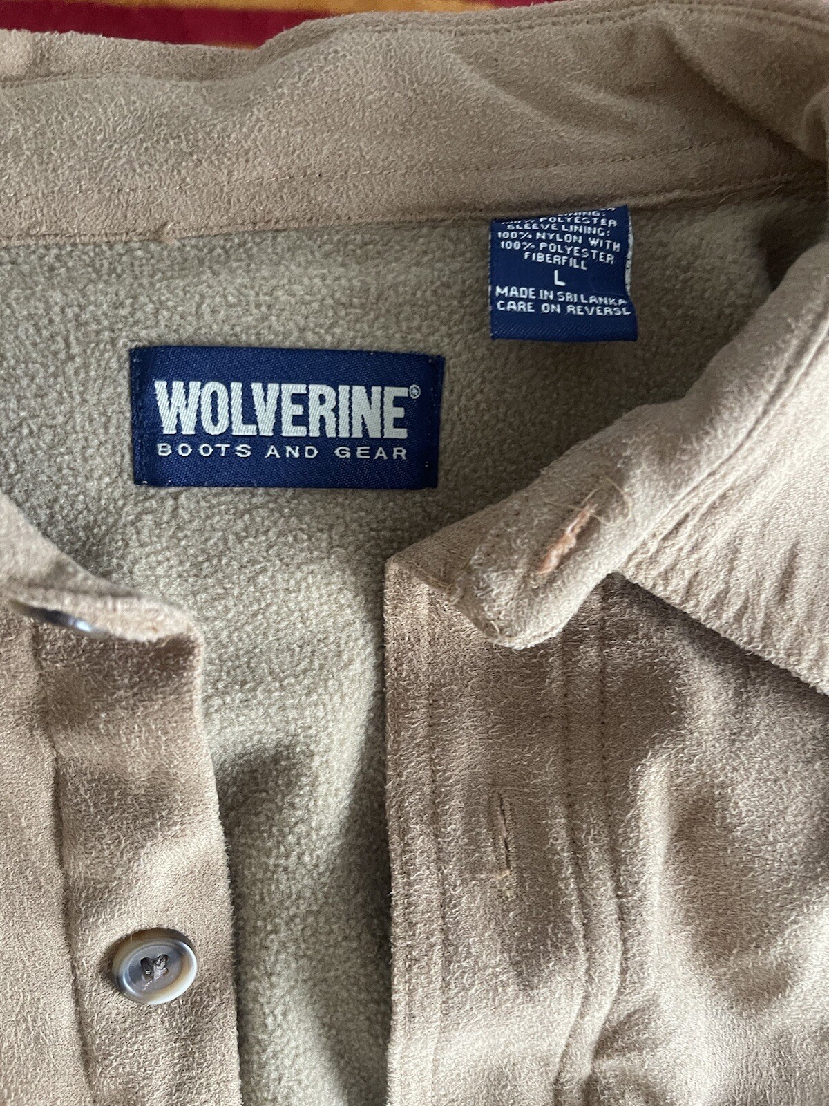 Wolverine Suede Button Down Size Large Thick Warm… - image 4