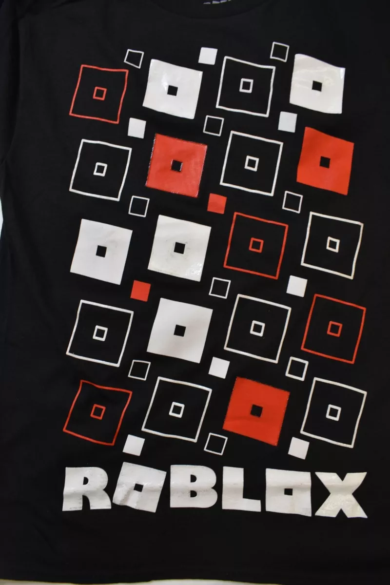 Roblox Youth Boys Squares Graphic Black Shirt NWT S, M, L, XL