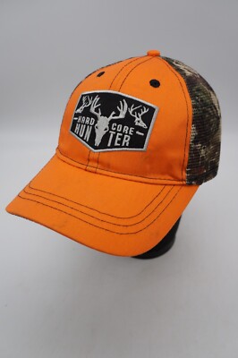Blaze Orange Skull Cap With Visor Hard Core Hunter Strapback Hat