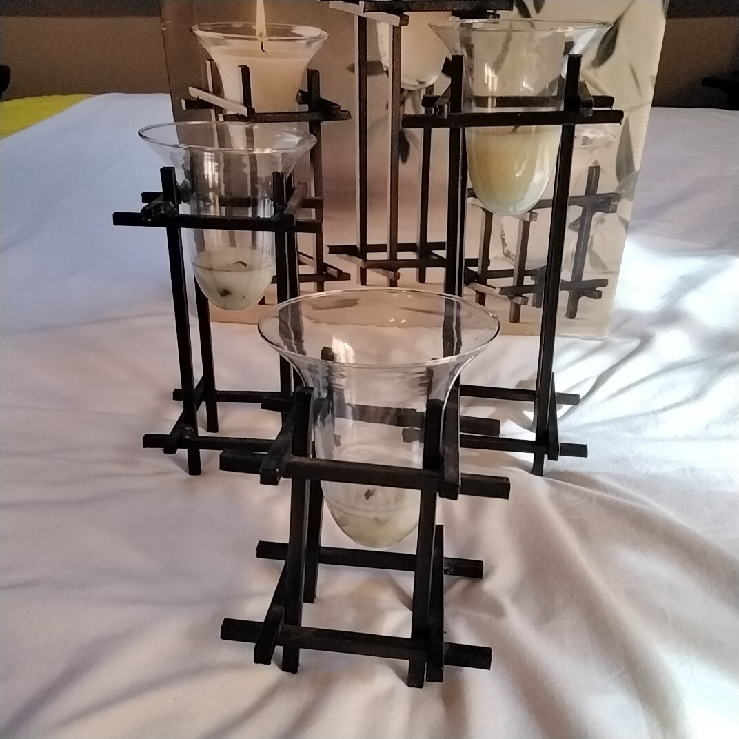 San Miguel Candle Holders set of 3 Rustic Iron Pillar Holders 1998 Pomeroy Colle