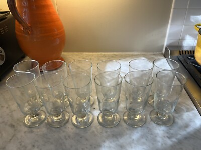 12 Footed glasses for water, beer, dessert parfaits, coffee. Great condition!
