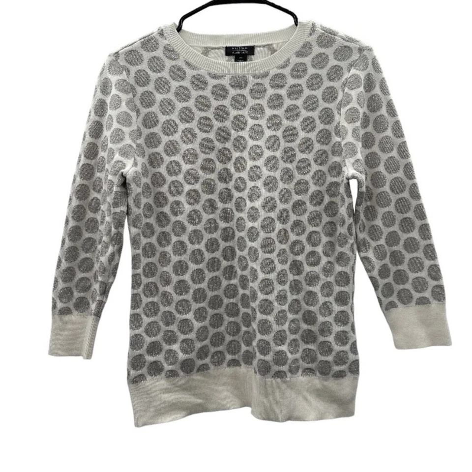 Halogen x Atlantic Specific White & Silver Glitter Long Sleeve Sweater Size M - Image 2 of 4