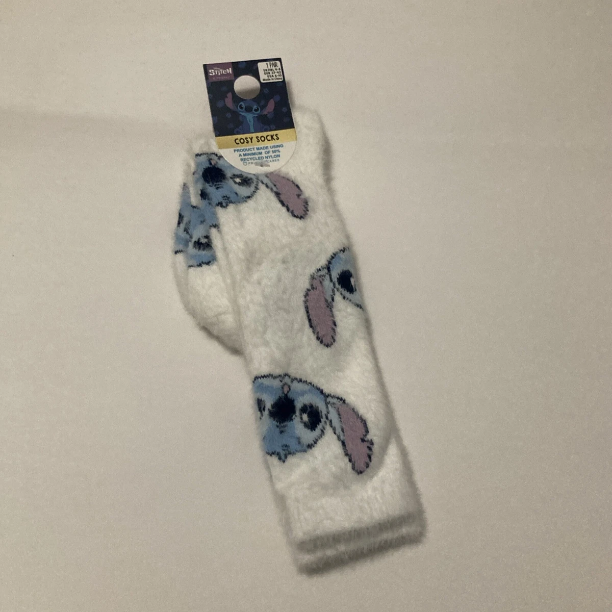 Primark Stitch Acogedores Calcetines Agarre Disney EE. UU. 6-10 Slouch Blanco Azul Alien Difuso Nuevo