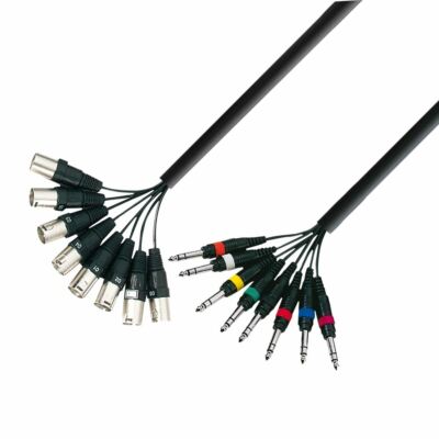 Adam Hall K3 L8 MV 0300 Multicore Kabel 8x XLR Stecker auf 8x 6,3mm Klinke Stereo 3m