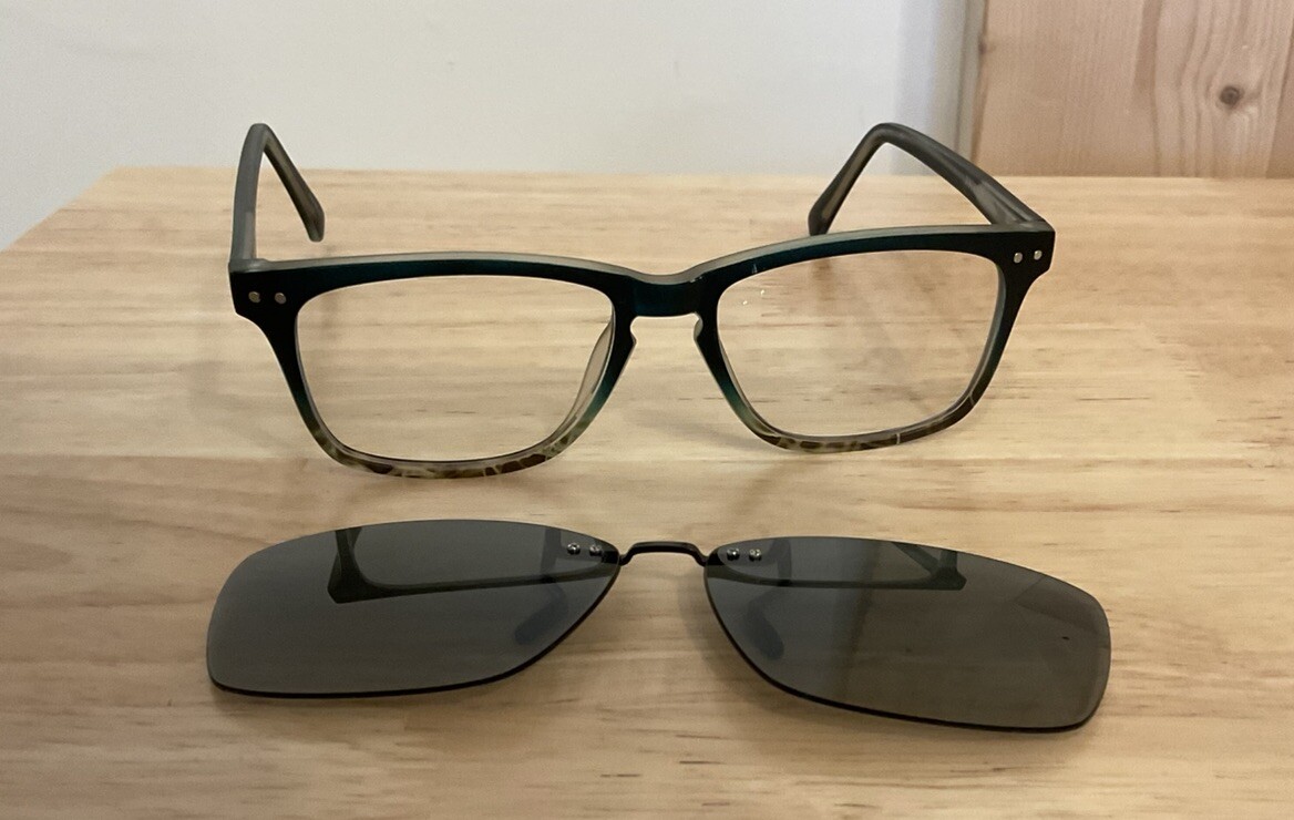 Lenses Zenni Snap On Sunglasses Black Rectangle Magnetic Snap-On