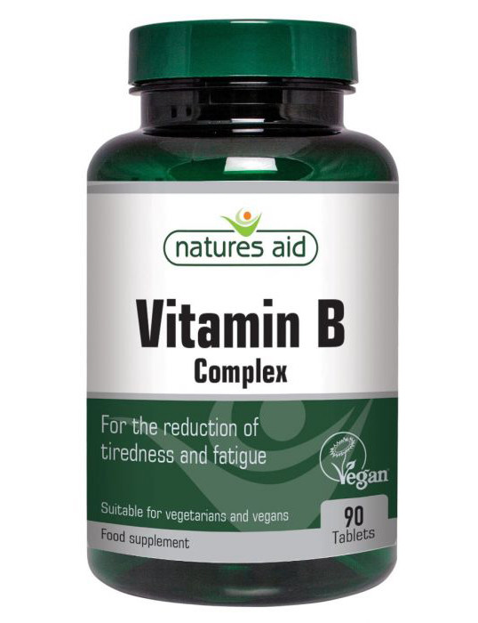 Natures Aid Vitamin B Complex 90 Tablets REDUCTION OF TIREDNESS & FATIGUE