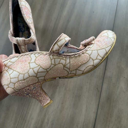 Irregular Choice Lazy River Size 41 Pink Mary Jane Sparkle Hearts - Picture 6 of 10