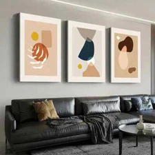 3pcs Bohemian Abstract Modern Graphic Shapes Wall Art Canvas Unframed/Framed