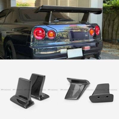 For Nissan R34 GTR BNR34 SP-Style Rear Spoiler Stand Leg 2pcs Carbon Fiber
