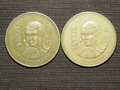 VINTAGE 10 MEXICAN COINS 8-$100 1984-91 ESTADOS UNIDOS MEXICANOS 2-$1000 (1989) - Picture 2 of 9