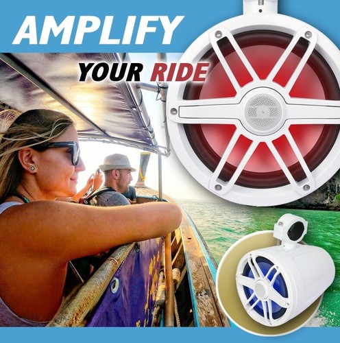6-1/2" 2-Way Marine Boat Speakers 50-20,000 Hz 12V DC RGB LED Lighting 150Watt - Picture 13 of 13