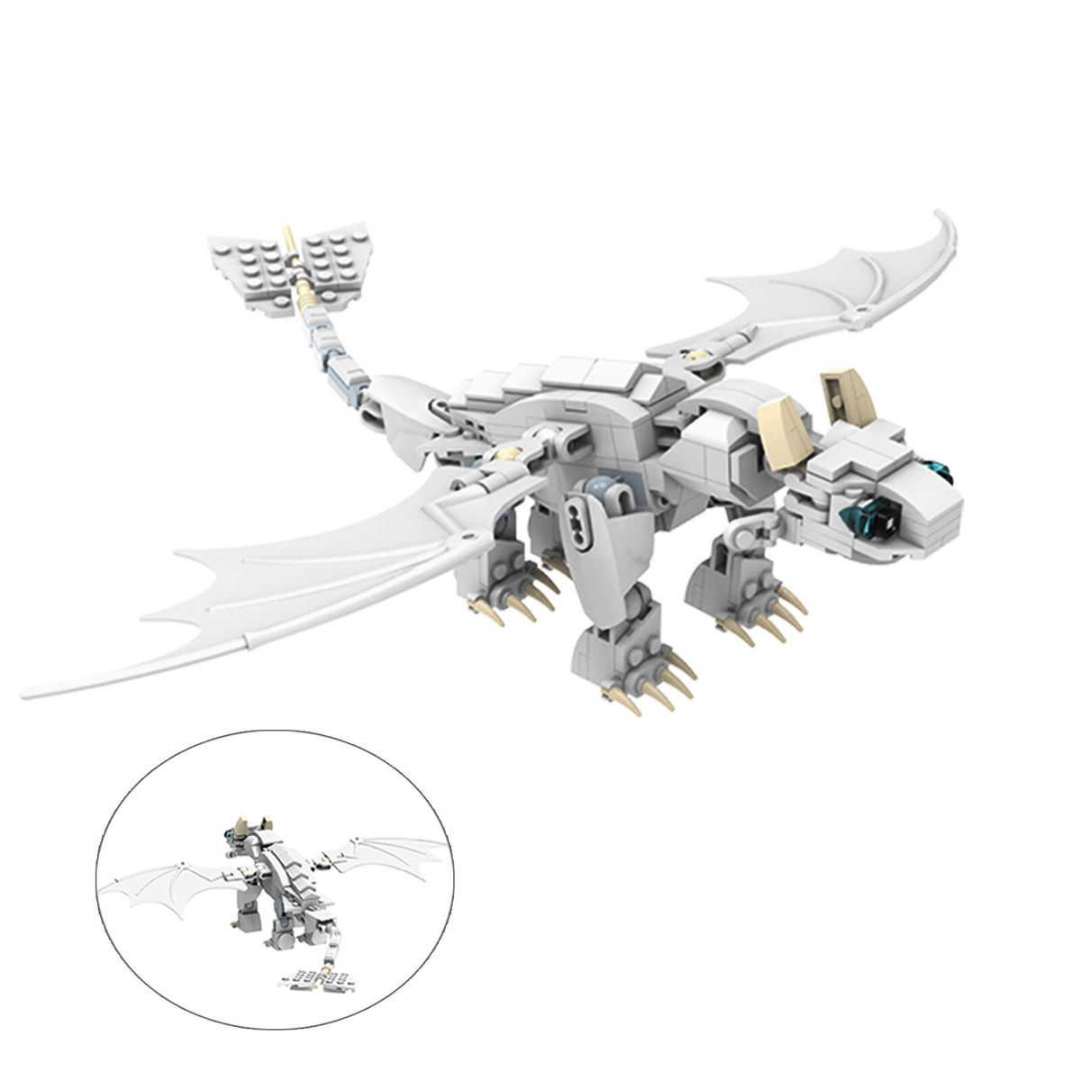 MOC: Light Fury White Dragon Toys Building Set Toys Set 231 Pieces