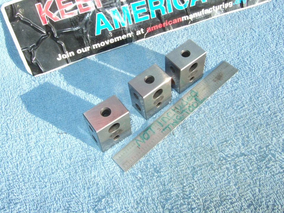 MOORE TOOL Co. BLOQUES (3) BLOQUES PARALELOS FABRICANTE DE HERRAMIENTAS MAQUINISTA INSPECCIÓN QA Foto 3 de 4