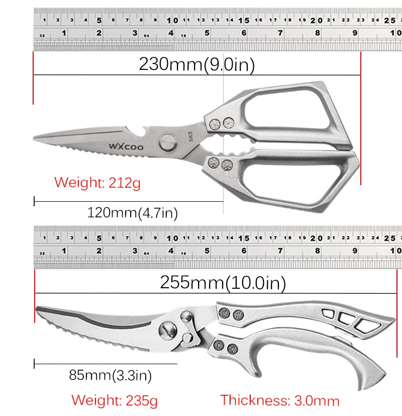 2pcs Kitchen Poultry Shears Kitchen Bone Scissor Stainless Steel Heavy Duty Meat - Image 2 of 4