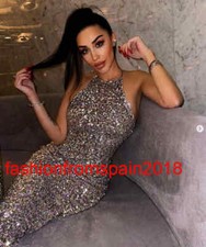 ZARA NEW  MIDI HALTER NECK KNIT DRESS WITH SEQUINS SILVER S,M,L  3920/018  SALE