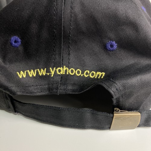 Yahoo vintage! Cappello Berretto Regolabile Strapback Yahoo.com Y2K Anni 2000 Nero Viola - Foto 6 di 8