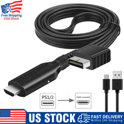 For Sony PS1 PS2 to HDMI Adapter Cable Game Console Audio Video Converter Cord `
