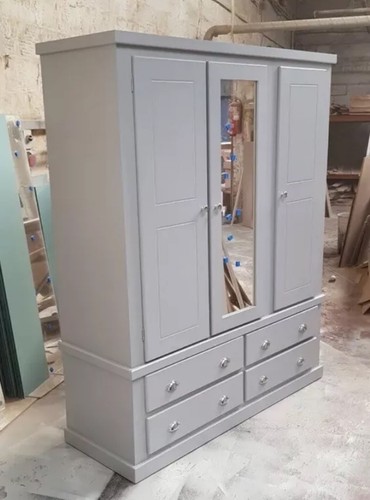 HANDMADE AYLESBURY 4 DRAWER TRIPLE SHELVED WARDROBE Grey (NOT FLATPACKED) - Picture 3 of 6