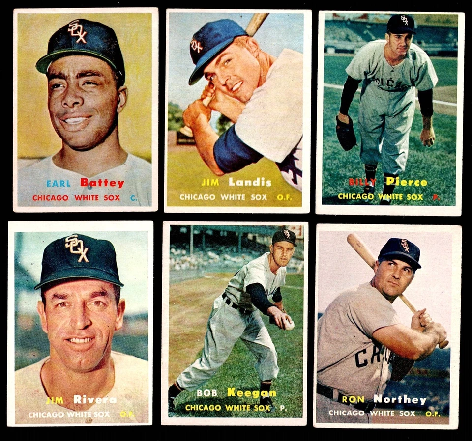 White SOX $ Lote 1957 Topps Billy Pierce, Earl BATTEY, Jim LANDIS Northey RIVERA+ Foto 2 de 4