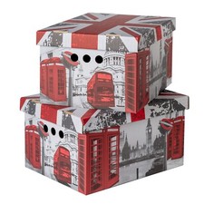 2pc Decorative Storage Boxes Home Office Box Organiser Large - London