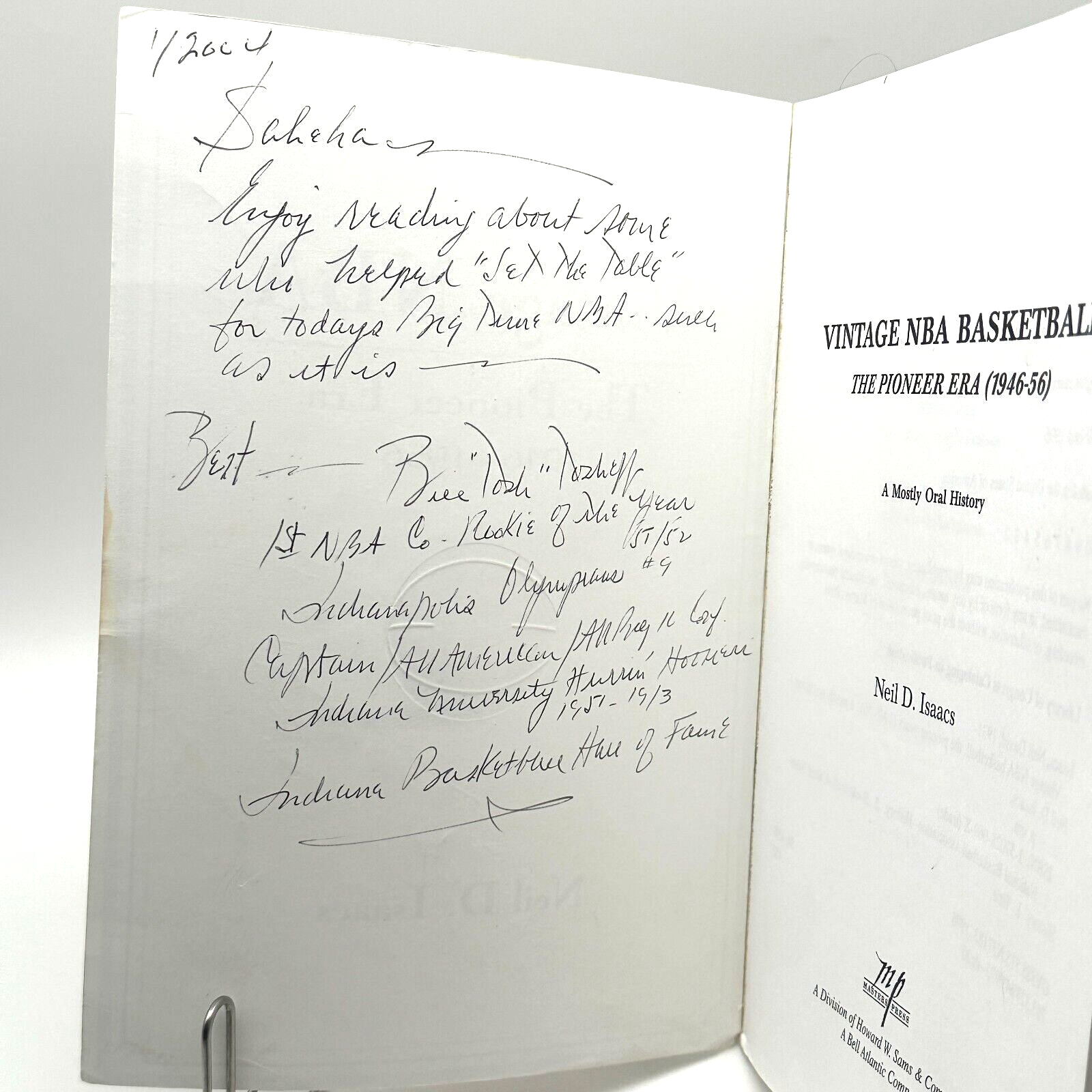 VERY RARE Bill Tosheff SIGNED Vintage NBA Basketball 1946-1956 Pioneer Era Book