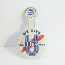 Authentic Vintage 1960's United Way Fold Tab Tin Pin Button