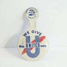 Authentic Vintage 1960's United Way Fold Tab Tin Pin Button