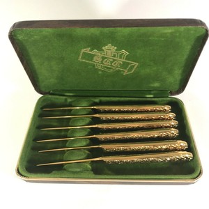 Vtg SCC 6 Piece Gold Tone Knife Set Appetizers Spreader Supreme Cutlery Corp 6"