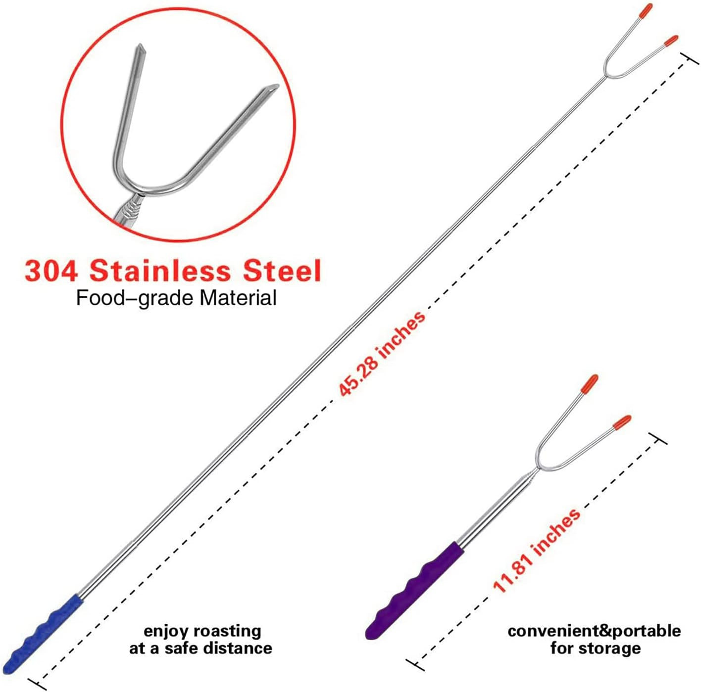 Briout Marshmallow Roasting Sticks 12 Colors Extra Long 45'' Stainless Telescopi