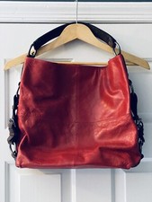 Vintage Tano Red & Brown Distressed Leather Bag Sloucy Rugged Rare Gorgeous Nwot